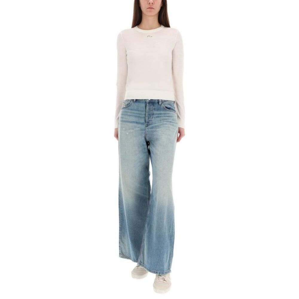 DIESEL Women's High-Rise Wide-Leg Denim Jeans Women LIGHT BLUE Pants - Picture 2 of 4